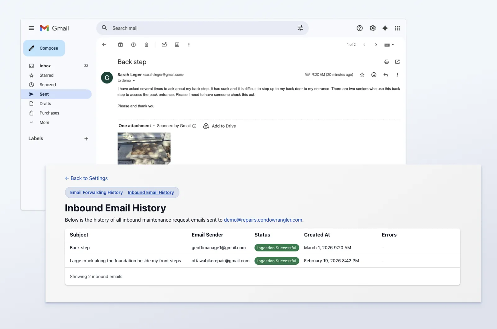Email ingestion flow