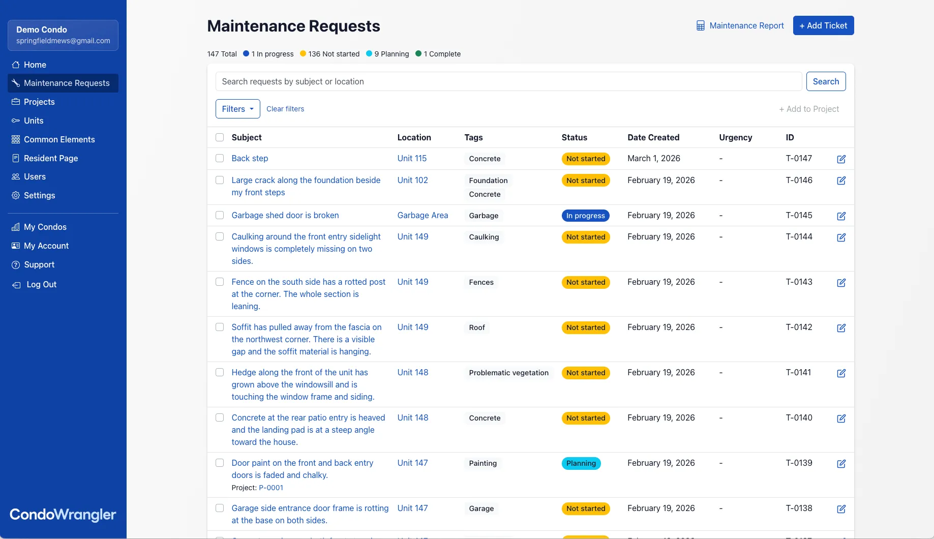 CW maintenance list